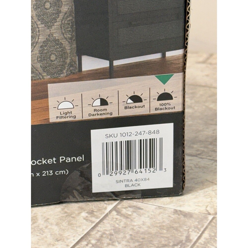 2 PCs Sun Zero Sintra Medallion Black 40"x84" Polyester 100% Blackout New - Picture 12 of 13